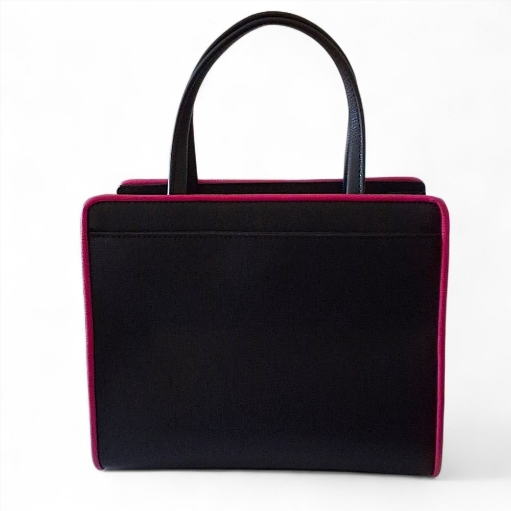 Karl Lagerfeld Paris Signature Hearts Satchel Crossbody โ Black/Fuchsia - Picture 4 of 15